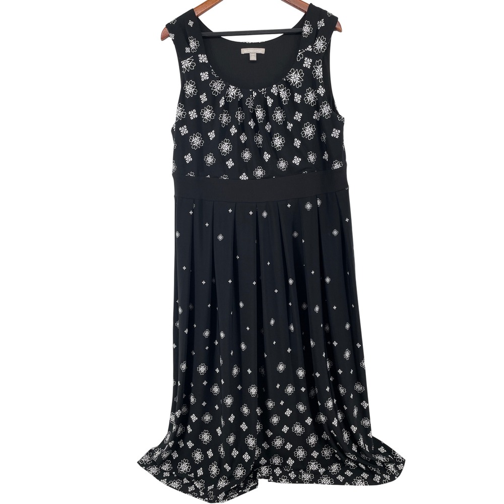 Woman Within Maxi Dress Womens 18/20 Petite Black Floral Dark Cottagecore Boho